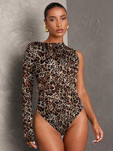 Solid Color Casual Backless Long Sleeve Bodysuit, Elegant For Dating, Shiny Party, Minimalist